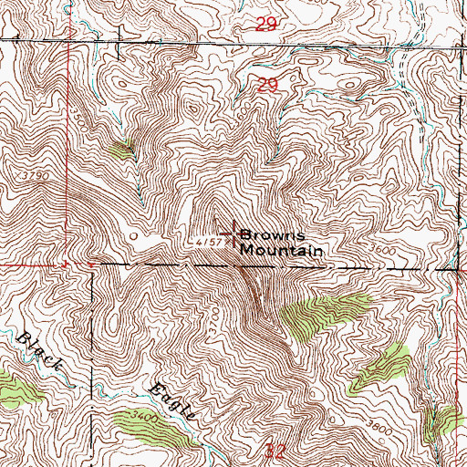 Topographic Map of Browns Mountain, MT