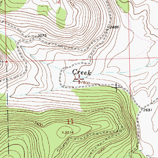 Topographic Map of Brush Creek, MT
