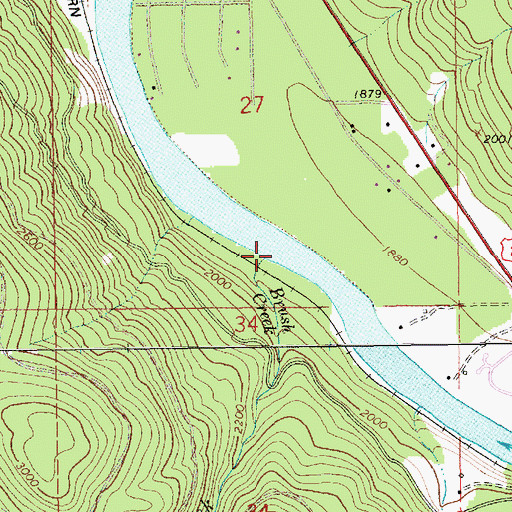 Topographic Map of Brush Creek, MT