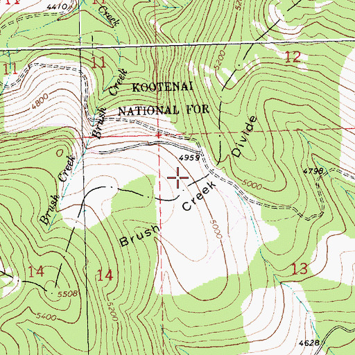 Topographic Map of Brush Creek Divide, MT