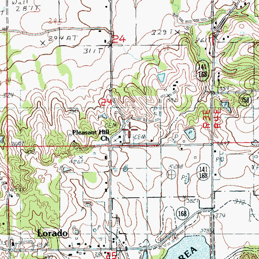 Topographic Map of Pleasant Hill Methodist Church, AR