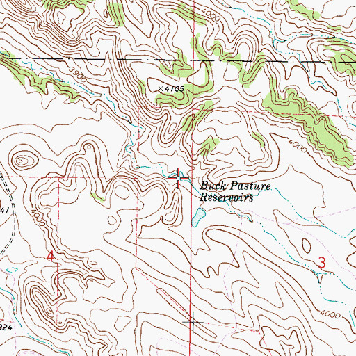 Topographic Map of Buck Pasture Reservoirs, MT