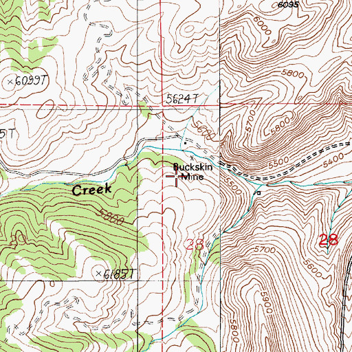 Topographic Map of Buckskin Mine, MT