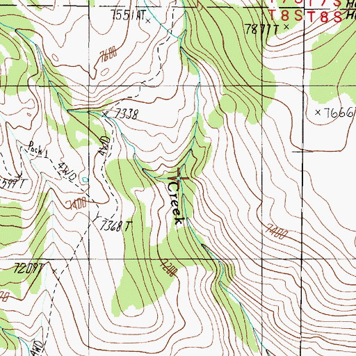Topographic Map of Buffalo Creek, MT