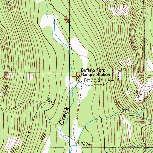 Topographic Map of Buffalo Fork Ranger Station, MT