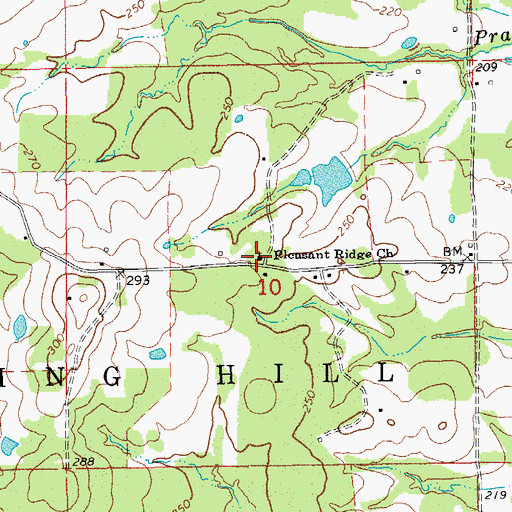 Topographic Map of Pleasant Ridge Baptist Church, AR