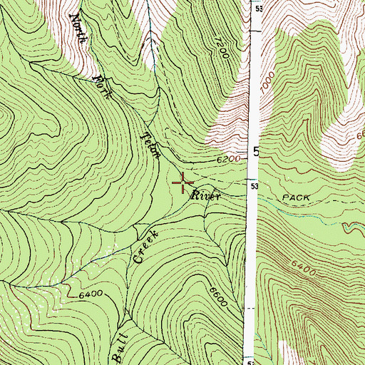 Topographic Map of Bull Creek, MT
