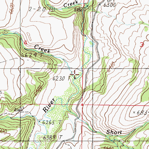 Topographic Map of Bull Creek, MT