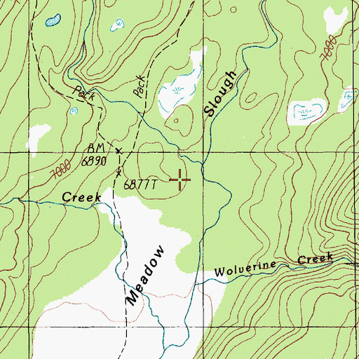 Topographic Map of Bull Creek, MT