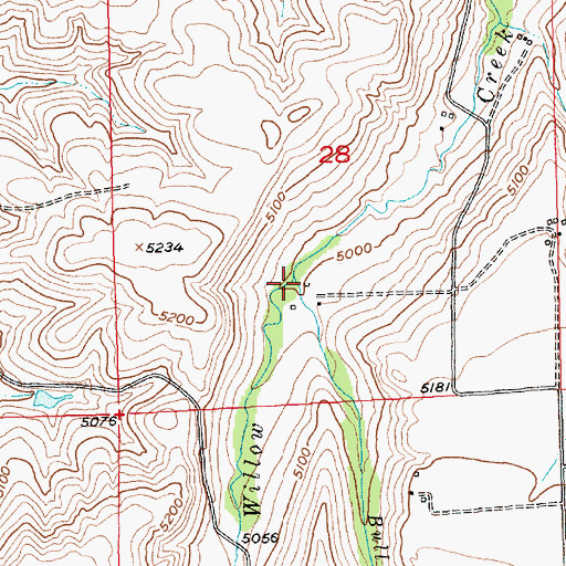 Topographic Map of Bull Creek, MT