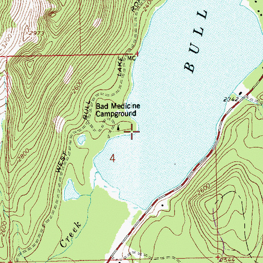 Topographic Map of Bull Lake, MT