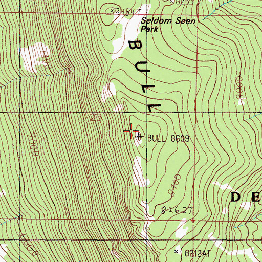 Topographic Map of Bull Mountain, MT