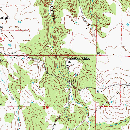 Topographic Map of Pleasant Ridge Methodist Church, AR