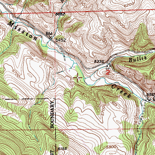 Topographic Map of Bullis Creek, MT