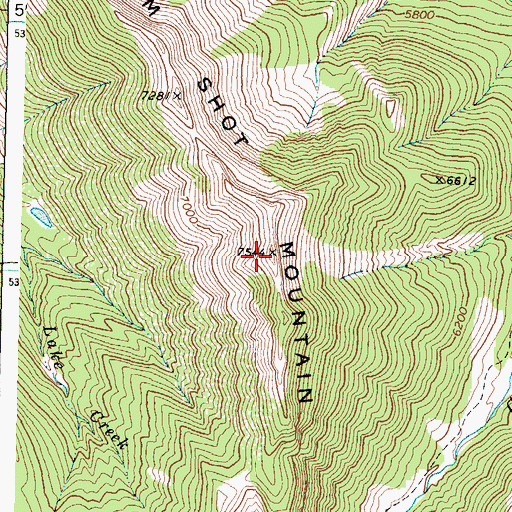 Topographic Map of Bum Shot Mountain, MT