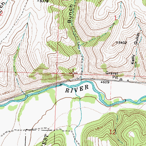 Topographic Map of Bunch Gulch, MT