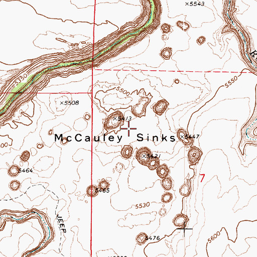 Topographic Map of McCauley Sinks, AZ