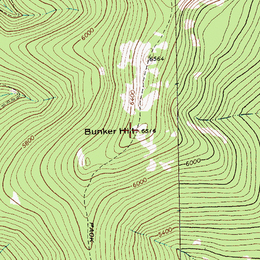 Topographic Map of Bunker Hill, MT