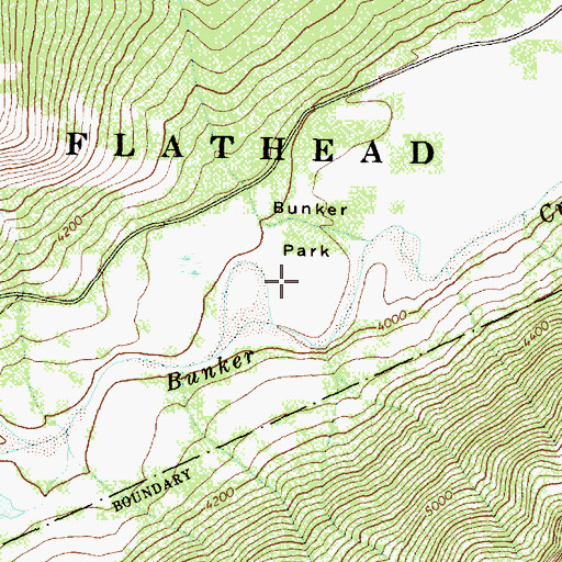 Topographic Map of Bunker Park, MT