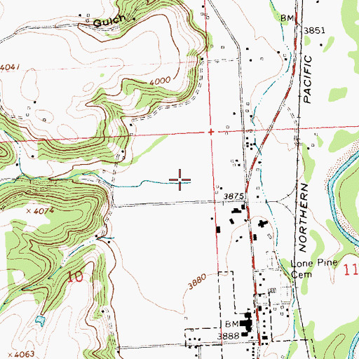 Topographic Map of Bunkhouse Creek, MT