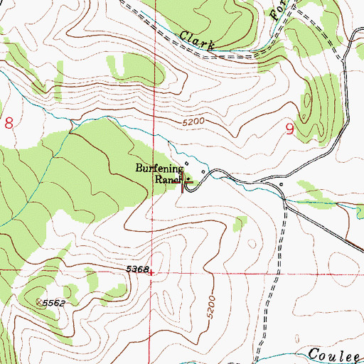 Topographic Map of Burfening Ranch, MT