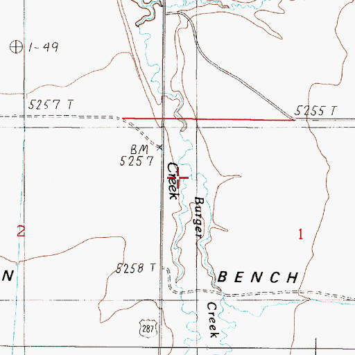 Topographic Map of Burger Creek, MT