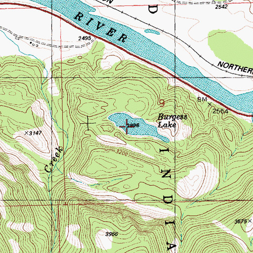 Topographic Map of Burgess Lake, MT