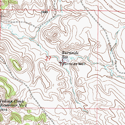 Topographic Map of Burnside Reservoir, MT
