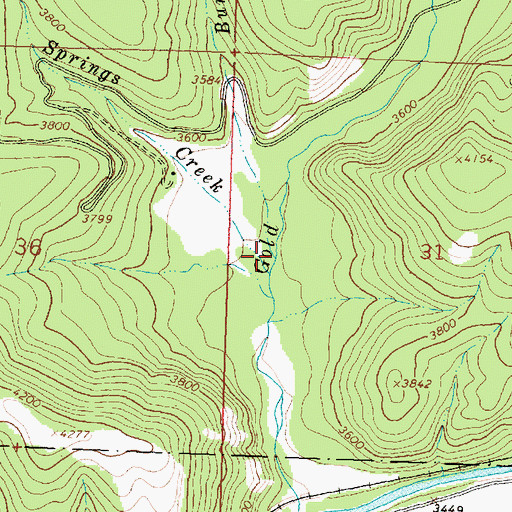 Topographic Map of Burnt Bridge Creek, MT