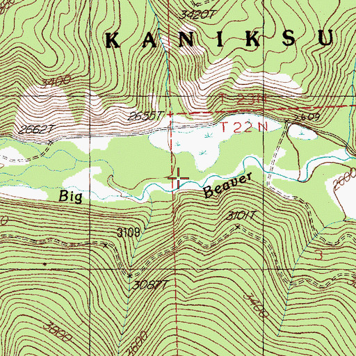 Topographic Map of Burnt Bridge Creek, MT