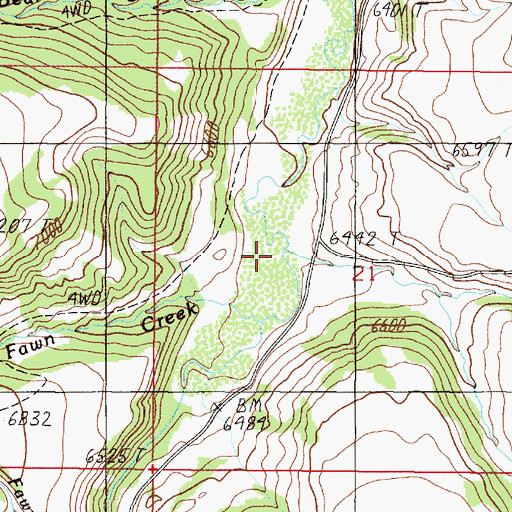 Topographic Map of Burnt Creek, MT