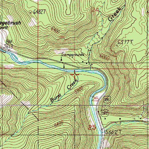 Topographic Map of Burnt Creek, MT