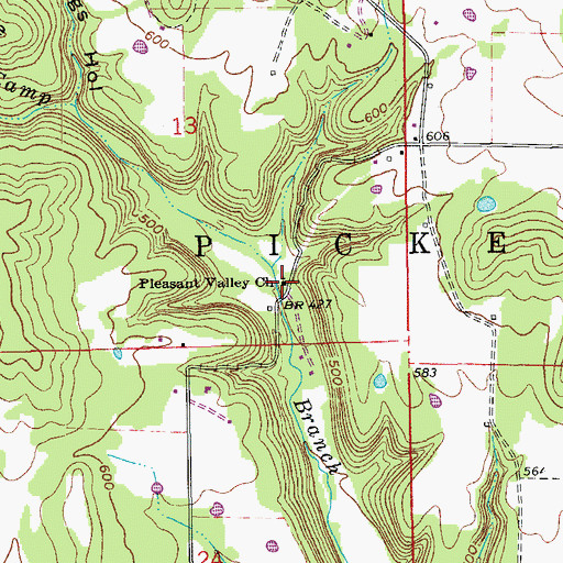 Topographic Map of Pleasant Valley Missionary Baptist Church, AR