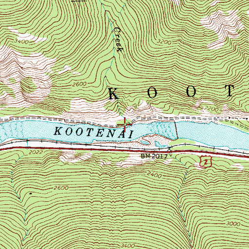 Topographic Map of Burrell Creek, MT