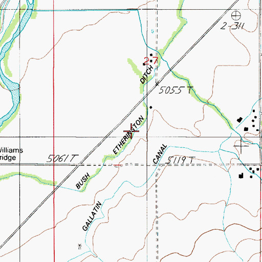 Topographic Map of Bush Etherington Ditch, MT