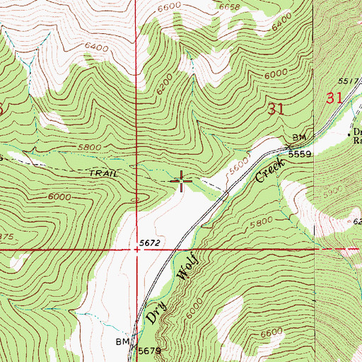 Topographic Map of Butcherknife Gulch, MT