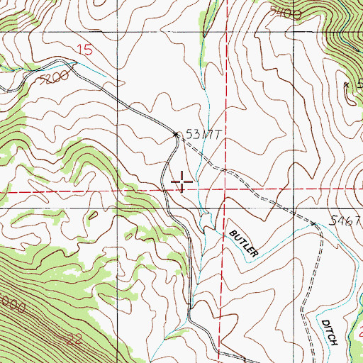 Topographic Map of Butler Ditch, MT