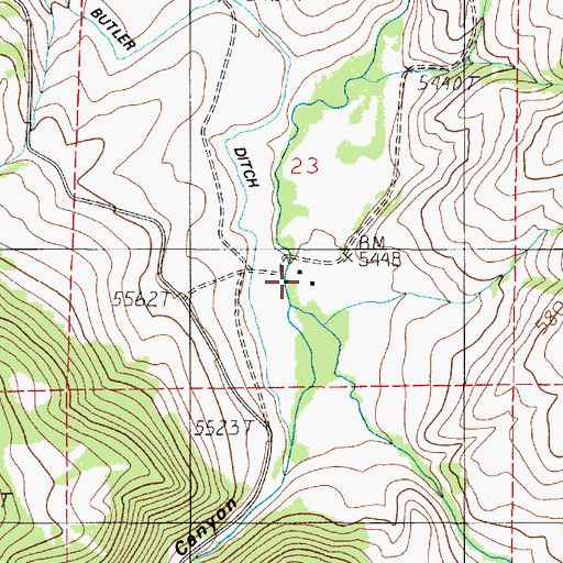 Topographic Map of Butler Ranch, MT