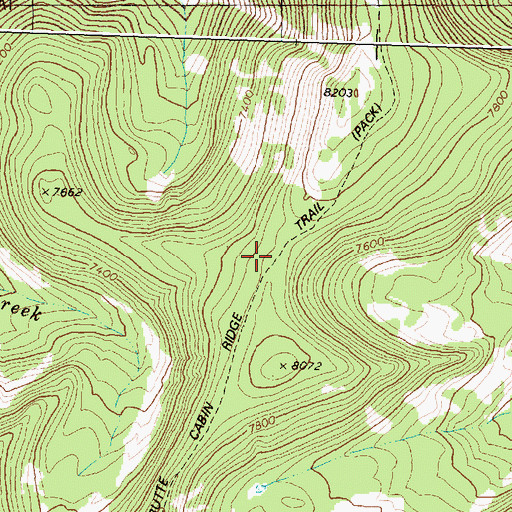 Topographic Map of Butte Cabin Ridge Trail, MT