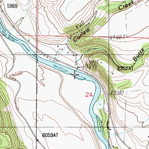 Topographic Map of Butte Creek, MT
