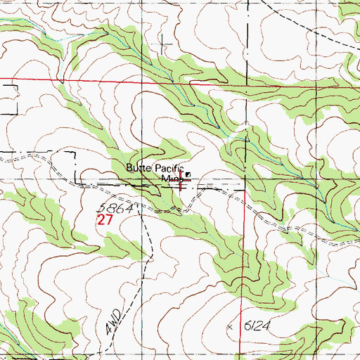 Topographic Map of Butte Pacific Mine, MT