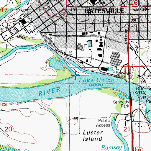 Topographic Map of Poke Bayou, AR