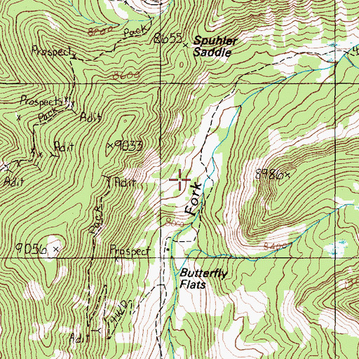 Topographic Map of Buttertly Flats, MT