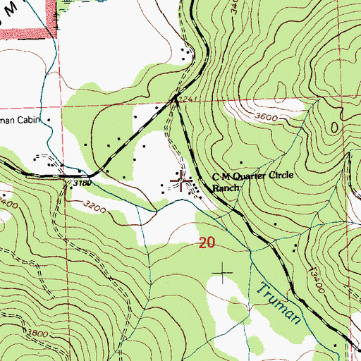 Topographic Map of C M Quarter Circle Ranch, MT