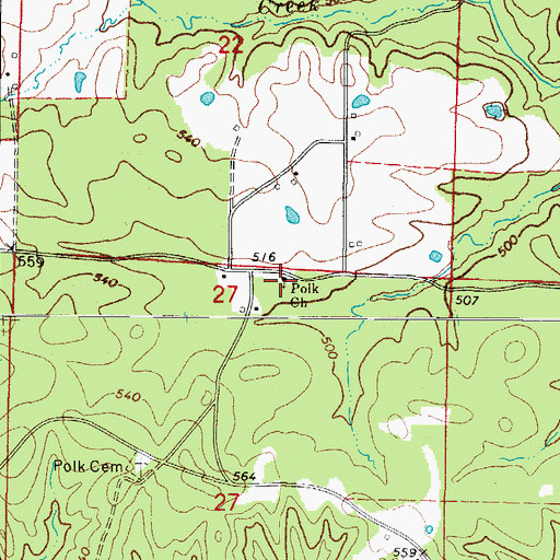 Topographic Map of Polk Church, AR