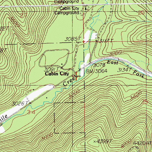 Topographic Map of Cabin City, MT
