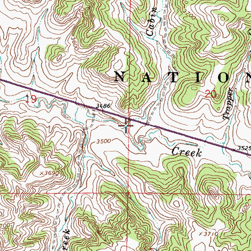 Topographic Map of Cabin Creek, MT