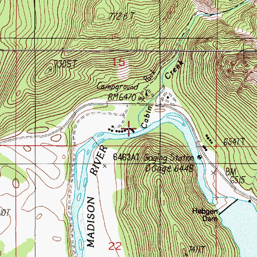 Topographic Map of Cabin Creek, MT