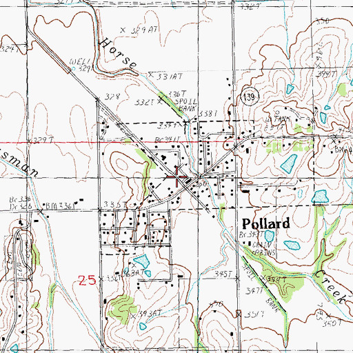 Topographic Map of Pollard, AR