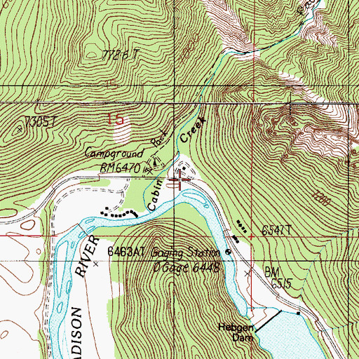 Topographic Map of Cabin Creek Campground, MT